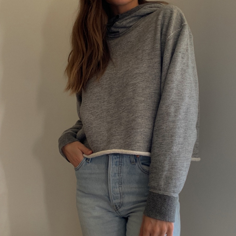 Rag & Bone Gray Cropped Hoodie